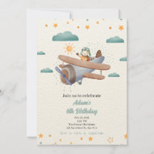 Invitación de cumpleaños Blue and Green Watercolor