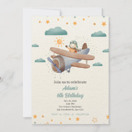 Invitación de cumpleaños Blue and Green Watercolor