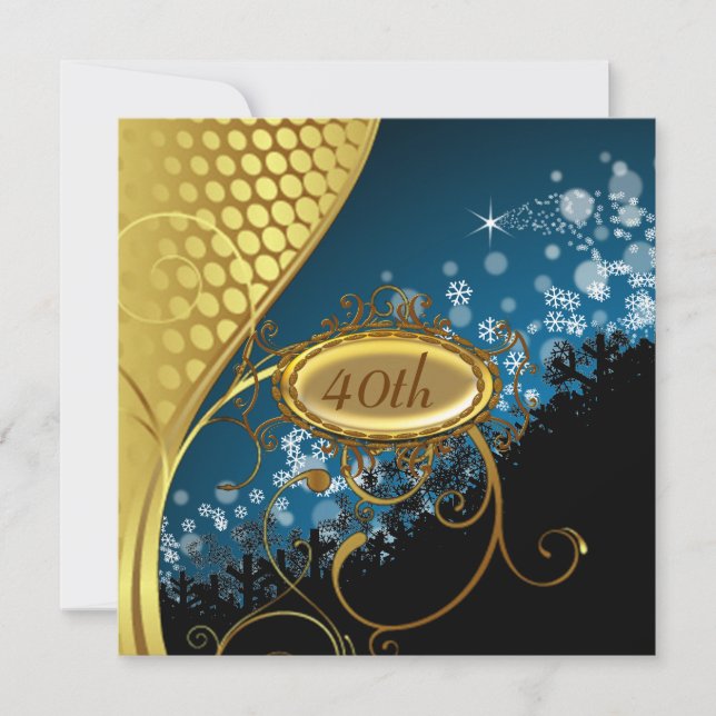 Invitación de cumpleaños Blue Gold (Anverso)