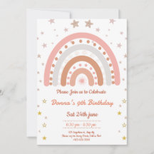 Invitación de cumpleaños Boho Arcoíris