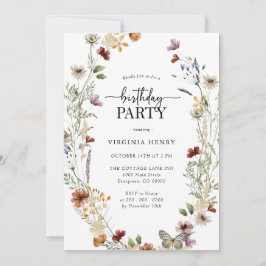Invitación de cumpleaños boho blanca
