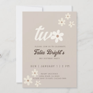 Invitación de cumpleaños boho de margarita natural