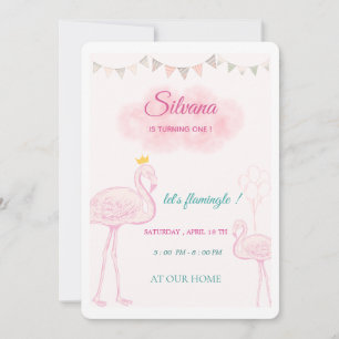 Invitación de cumpleaños Boho Flamingo, Princ Whim