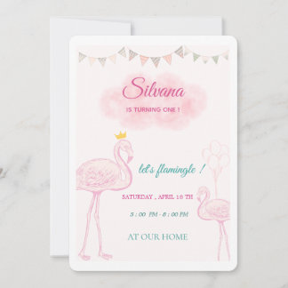 Invitación de cumpleaños Boho Flamingo, Princ Whim