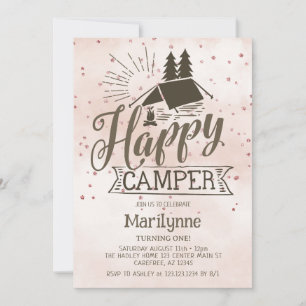 Invitación de cumpleaños boho Happy Camper