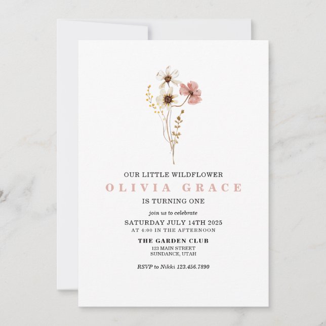 Invitación de cumpleaños boho jardín floral flor s (Anverso)