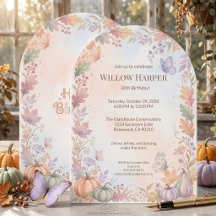 Invitación de cumpleaños boho otoñal arqueada