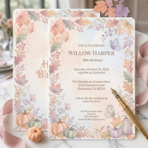 Invitación de cumpleaños boho otoño