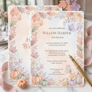 Invitación de cumpleaños boho otoño