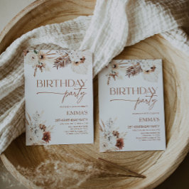 Invitación de cumpleaños Boho Pampas