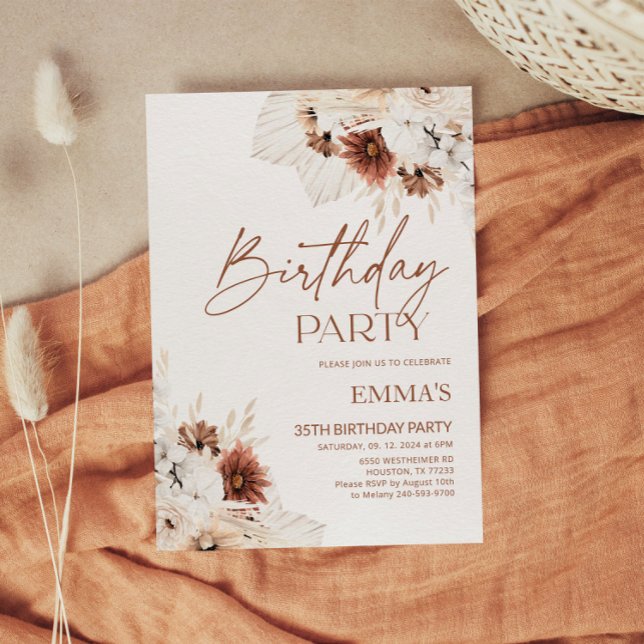 Invitación de cumpleaños Boho Pampas (Subido por el creador)