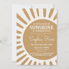 Invitación de cumpleaños boho sol soleado