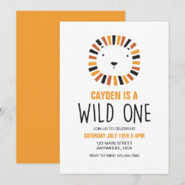 Invitación de cumpleaños boho Wild One Lion