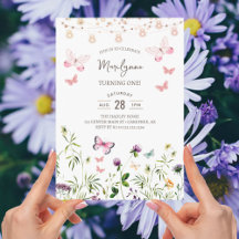 Invitación de cumpleaños Boho Wildflower 1er
