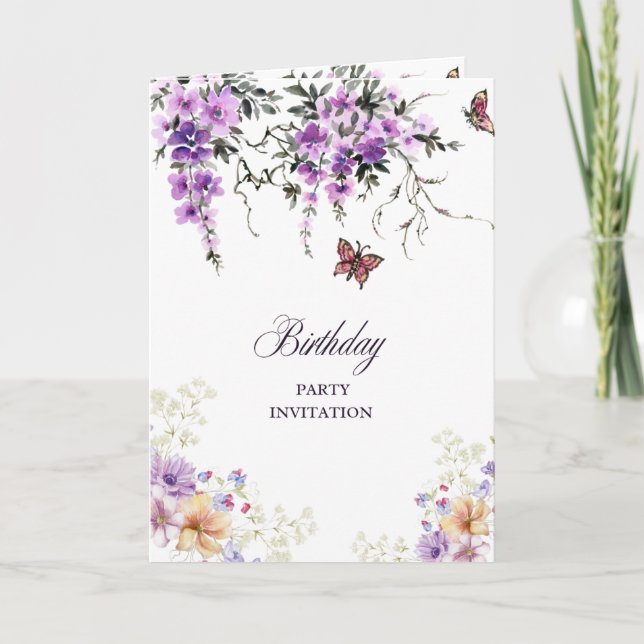 Invitación de Cumpleaños Botánico Personalizada (Anverso)
