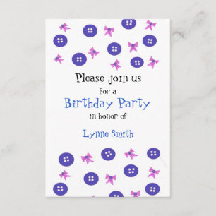 Invitación de cumpleaños Botones y Lazos