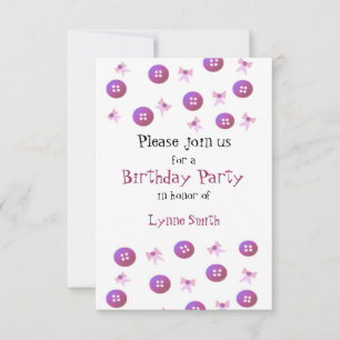 Invitación de cumpleaños Botones y Lazos