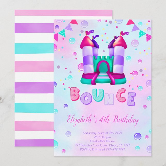 Invitación de cumpleaños Bounce (Anverso / Reverso)