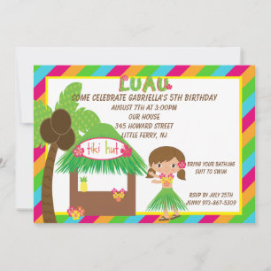 Invitación de cumpleaños brillante a Hula Chica Ti