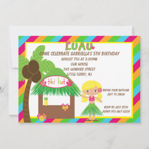 Invitación de cumpleaños brillante a Hula Chica Ti
