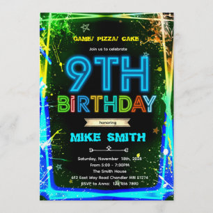 invitación de cumpleaños Bruh neon 9