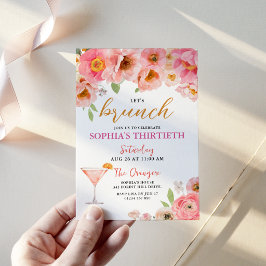 Invitación de Cumpleaños Brunch Cóctel Floral Acua