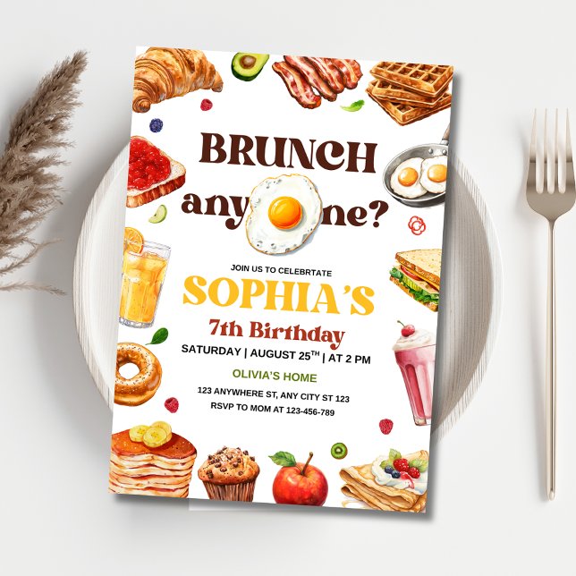 Invitación de cumpleaños Brunch, Desayuno Cumpleañ (Subido por el creador)