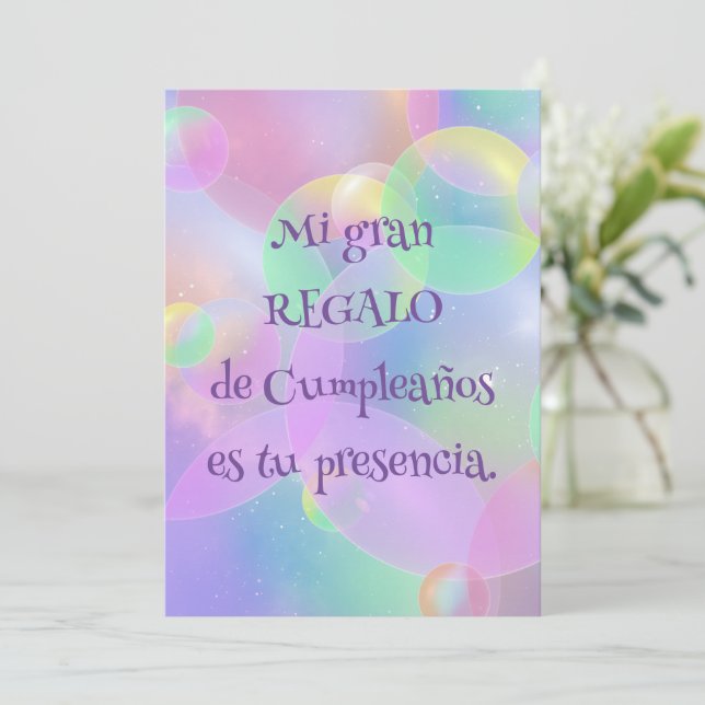 Invitación de Cumpleaños - Burbujas (Anverso de pie)