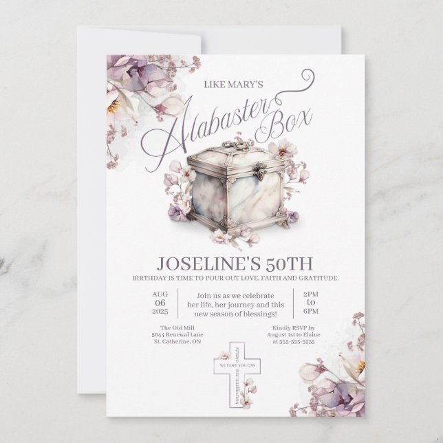 Invitación de Cumpleaños Caja de Alabastro (Anverso)