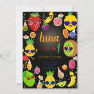 invitación de cumpleaños caprichosa de frutas