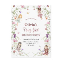 Invitación de cumpleaños caprichosa de hada primer