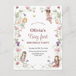 Invitación de cumpleaños caprichosa de hada primer