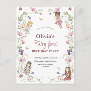 Invitación de cumpleaños caprichosa de hada primer