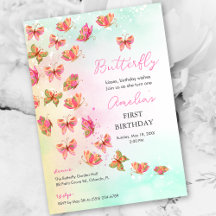 Invitación de cumpleaños caprichosa de mariposa pa