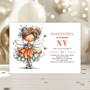 Invitación de cumpleaños caprichosa de niña hada a