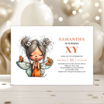 Invitación de cumpleaños caprichosa de niña hada a