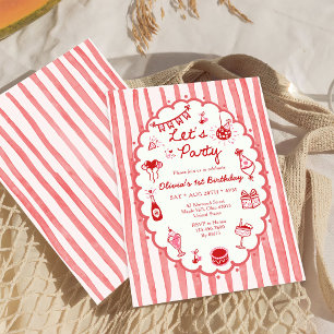 Invitación de cumpleaños caprichosa dibujada a man