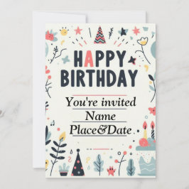 Invitación de cumpleaños caprichosa - Fiesta color