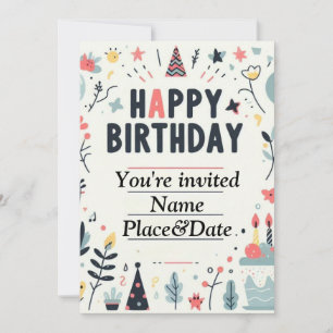 Invitación de cumpleaños caprichosa - Fiesta color