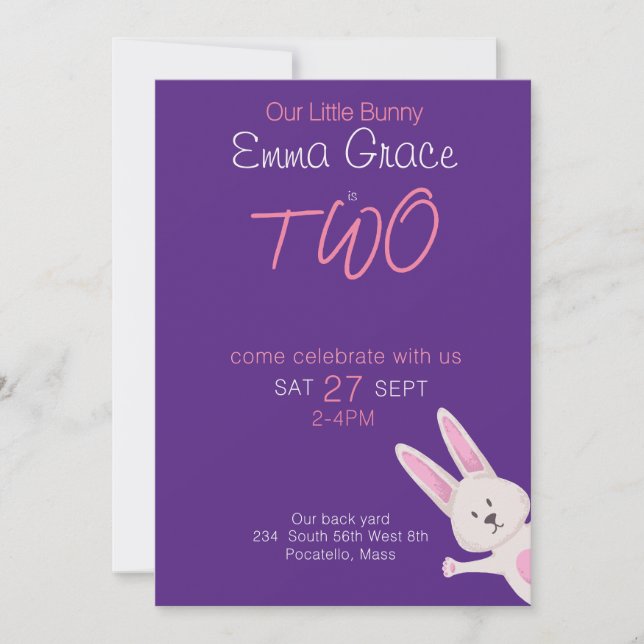 Invitación de cumpleaños caprichosa moderna coneji (Anverso)