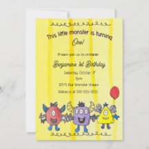 Invitación de cumpleaños caprichosa para tres mons