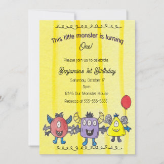 Invitación de cumpleaños caprichosa para tres mons