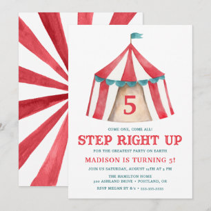 Invitación de cumpleaños   Carpa de circo vintage
