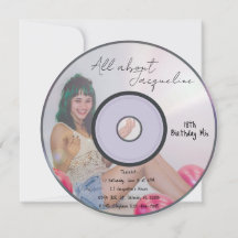 Invitación de cumpleaños CD de música de chicas re