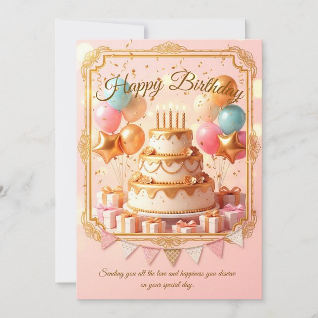 Invitación de Cumpleaños: Celebración Elegante de  (Anverso)