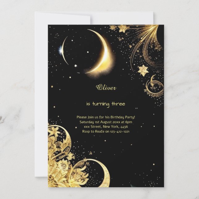 Invitación de cumpleaños celestial (Anverso)