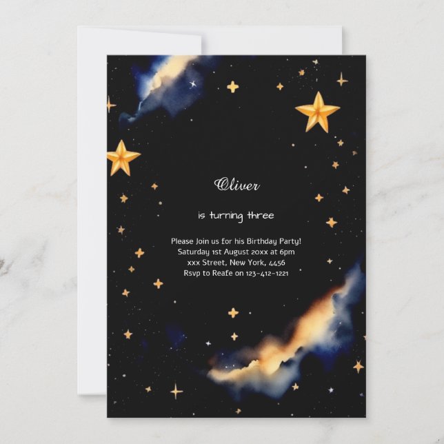 Invitación de cumpleaños celestial (Anverso)