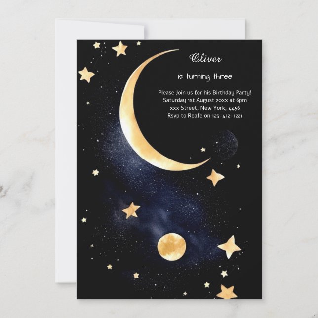 Invitación de cumpleaños celestial (Anverso)