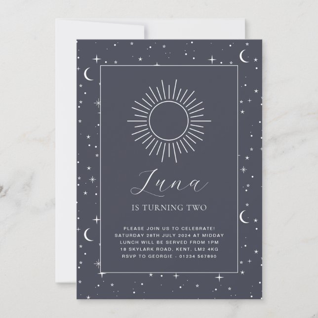 Invitación de cumpleaños celestial de la Marina (Anverso)