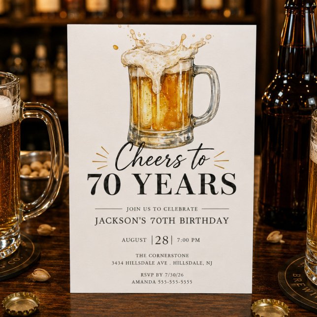 Invitación de cumpleaños Cheers to 70 Years (Subido por el creador)
